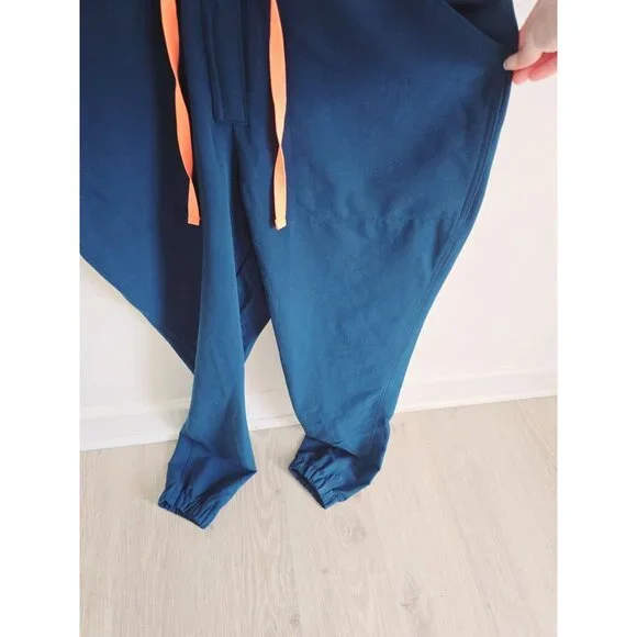 FIGS Rafaela Cargo Scrub Jumpsuit Deep Reef Blue Orange L Large Short Sleeves - Picture 4 of 10
